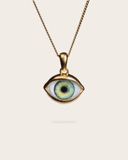 GREEN EYE PENDANT IN GOLD
