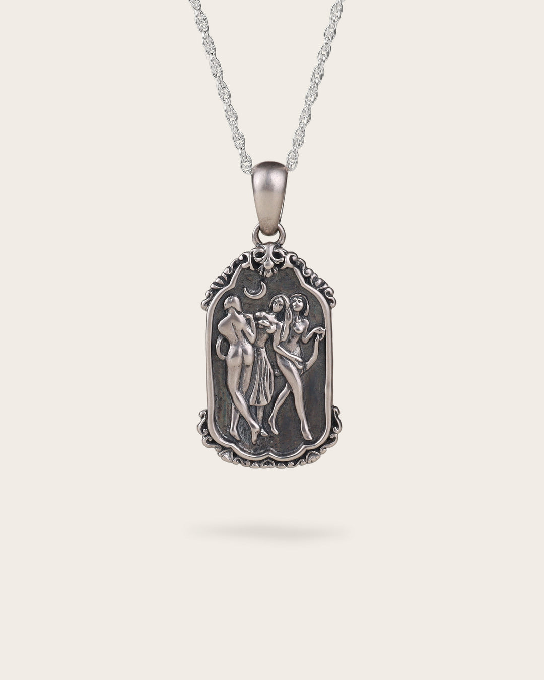 LADIES MOON NECKLACE IN SILVER