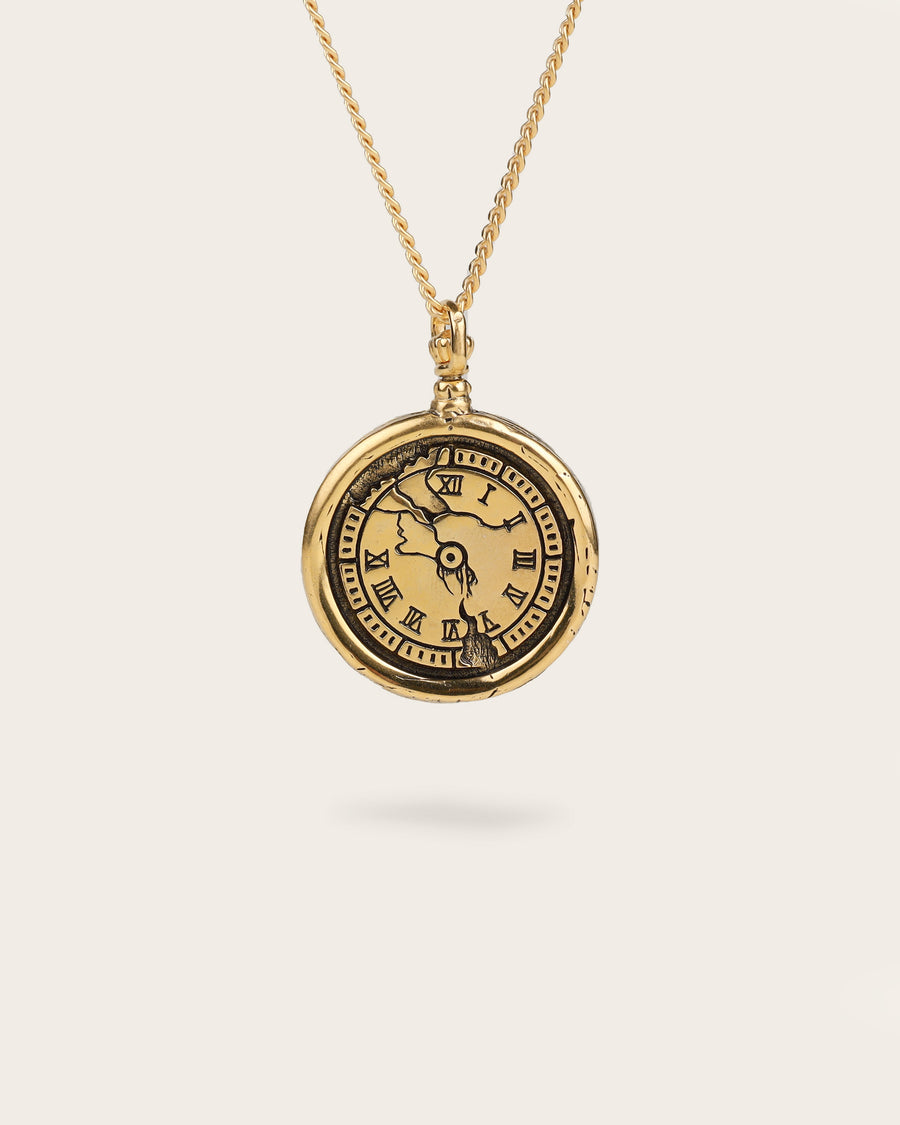 CRACKED CLOCK COMPASS IN GOLD