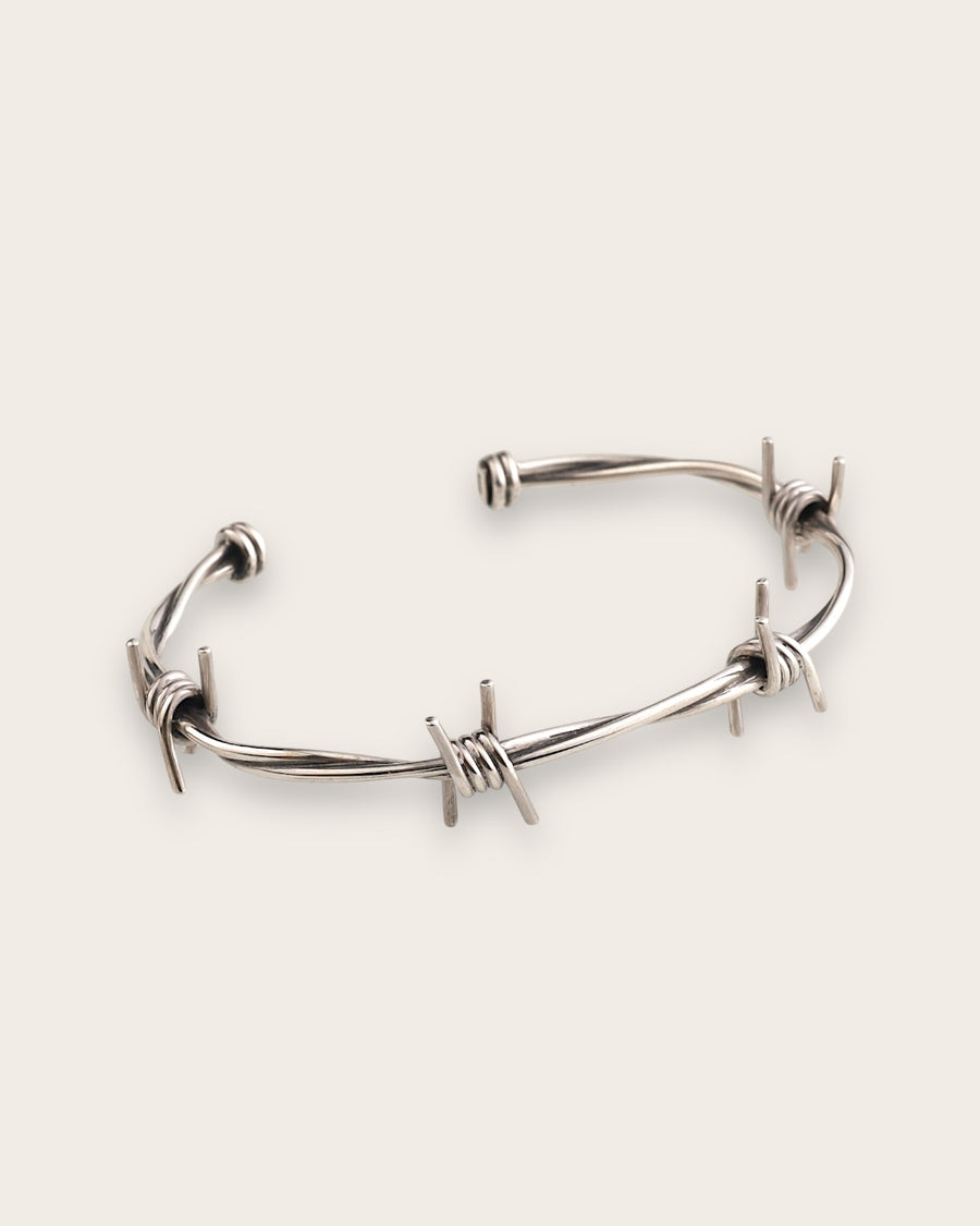 BARB WIRE CUFF IN SILVER