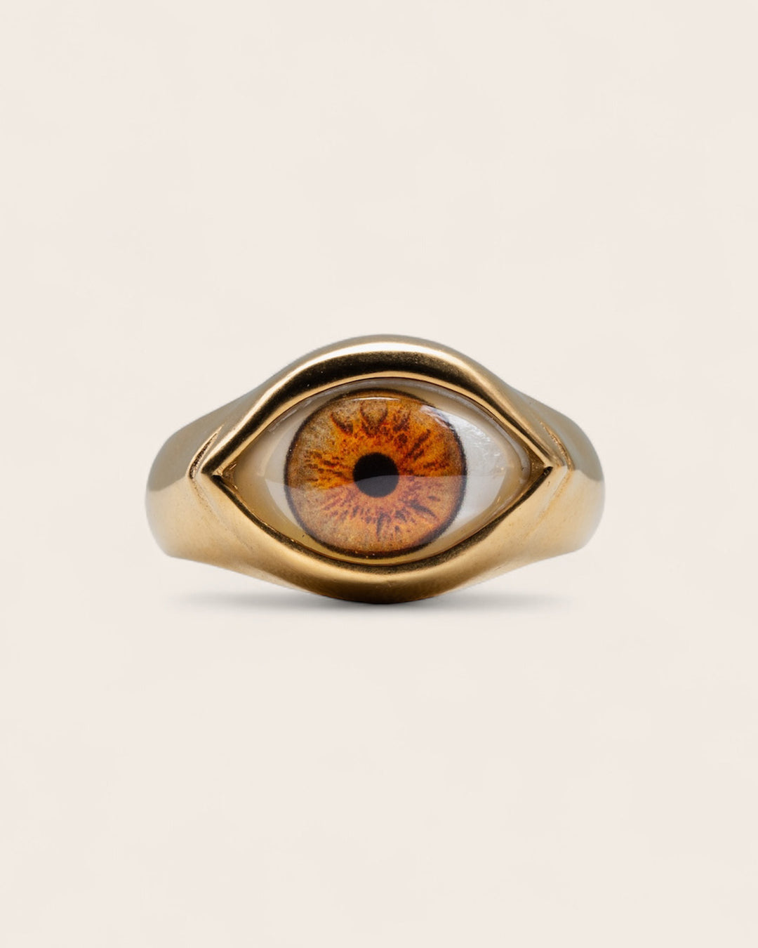 BROWN EYE RING IN GOLD
