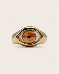 BROWN EYE RING IN GOLD