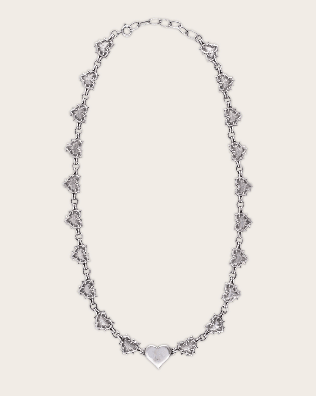 Vintage Heart Chain Necklace In Silver