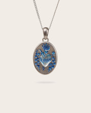 BLUE HEART PENDANT IN SILVER