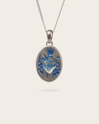 BLUE HEART PENDANT IN SILVER