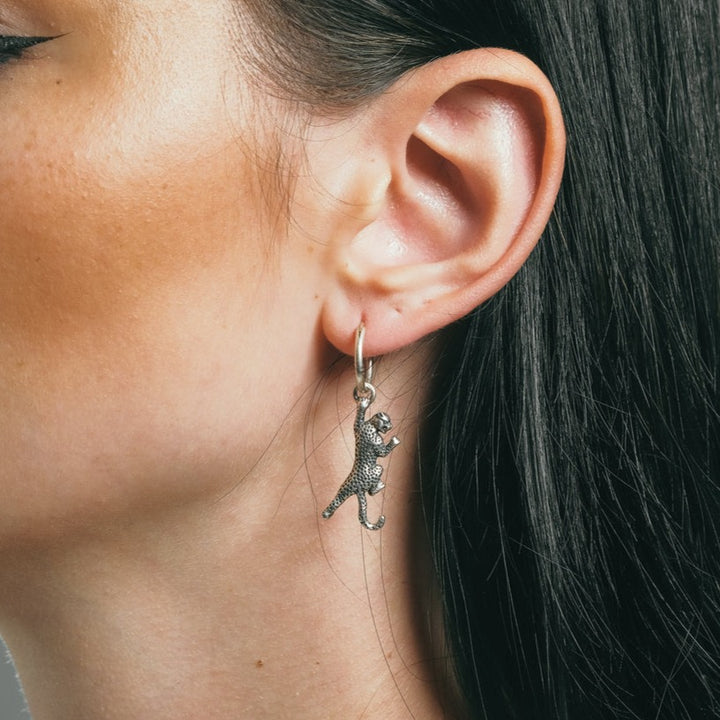 LEOPARD EARRINGS IN SILVER
