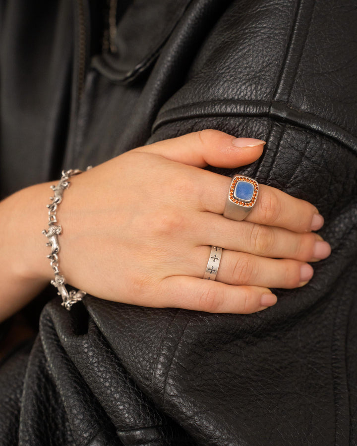 CROSS BAND RING IN SILVER