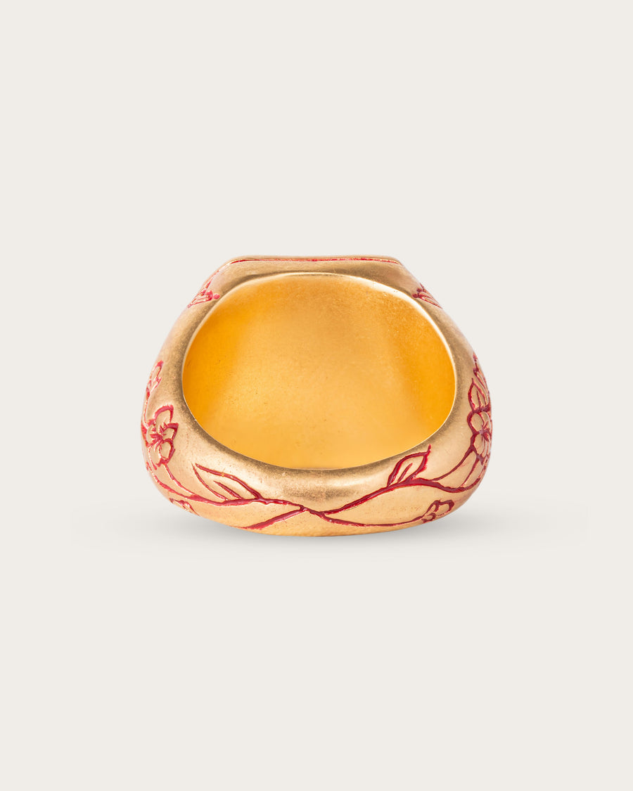 RED BUTTERFLY RING IN GOLD
