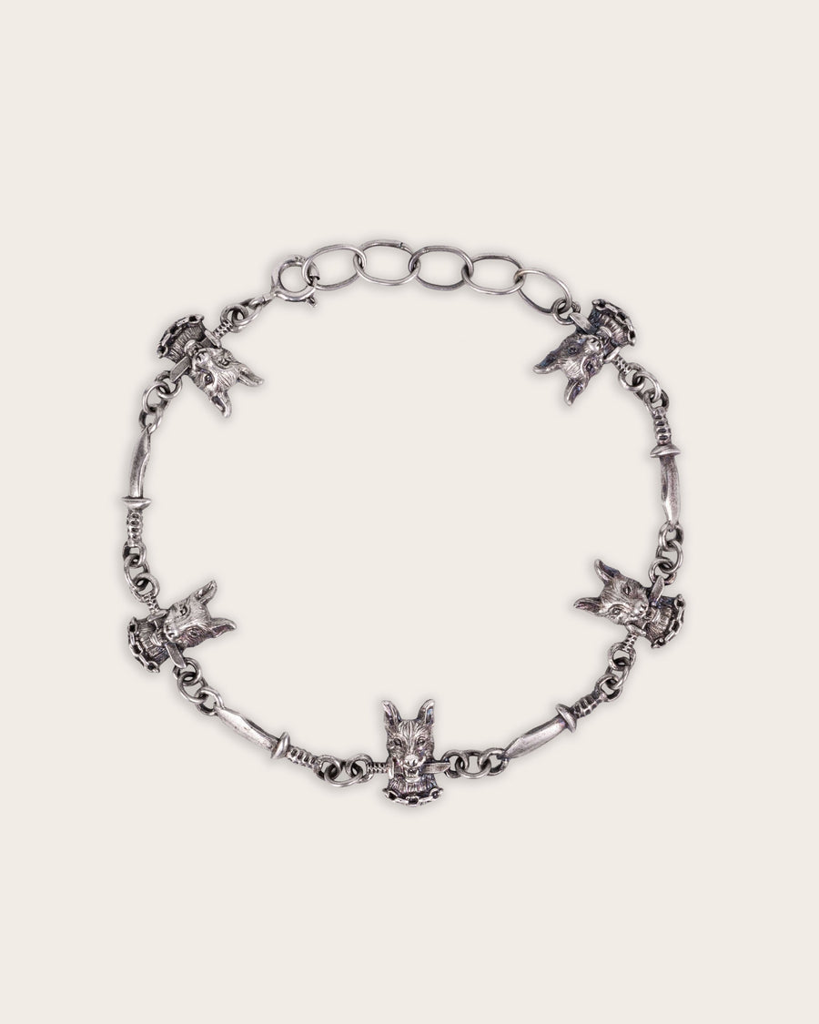 DOG & DAGGER BRACELET IN SILVER