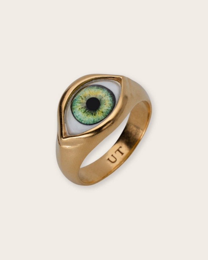GREEN EYE RING IN GOLD