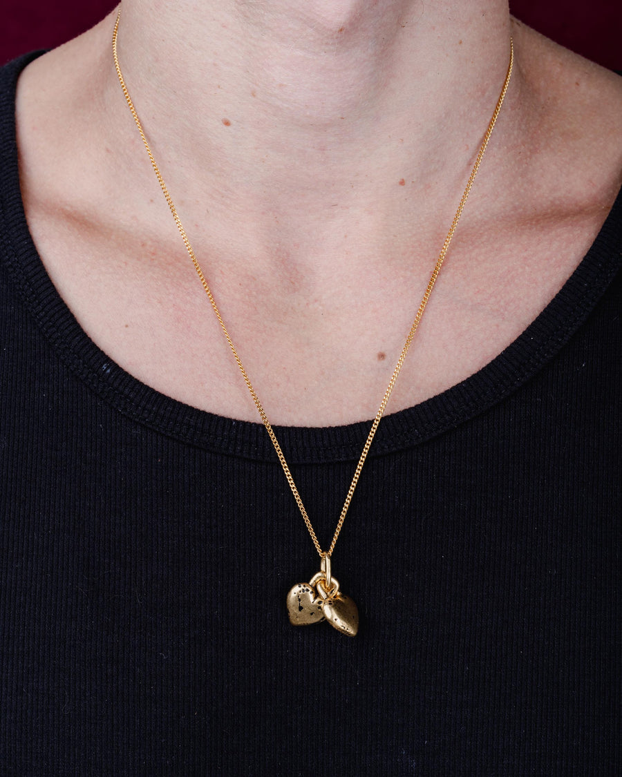 TWO HEART LOCK PENDANT IN GOLD