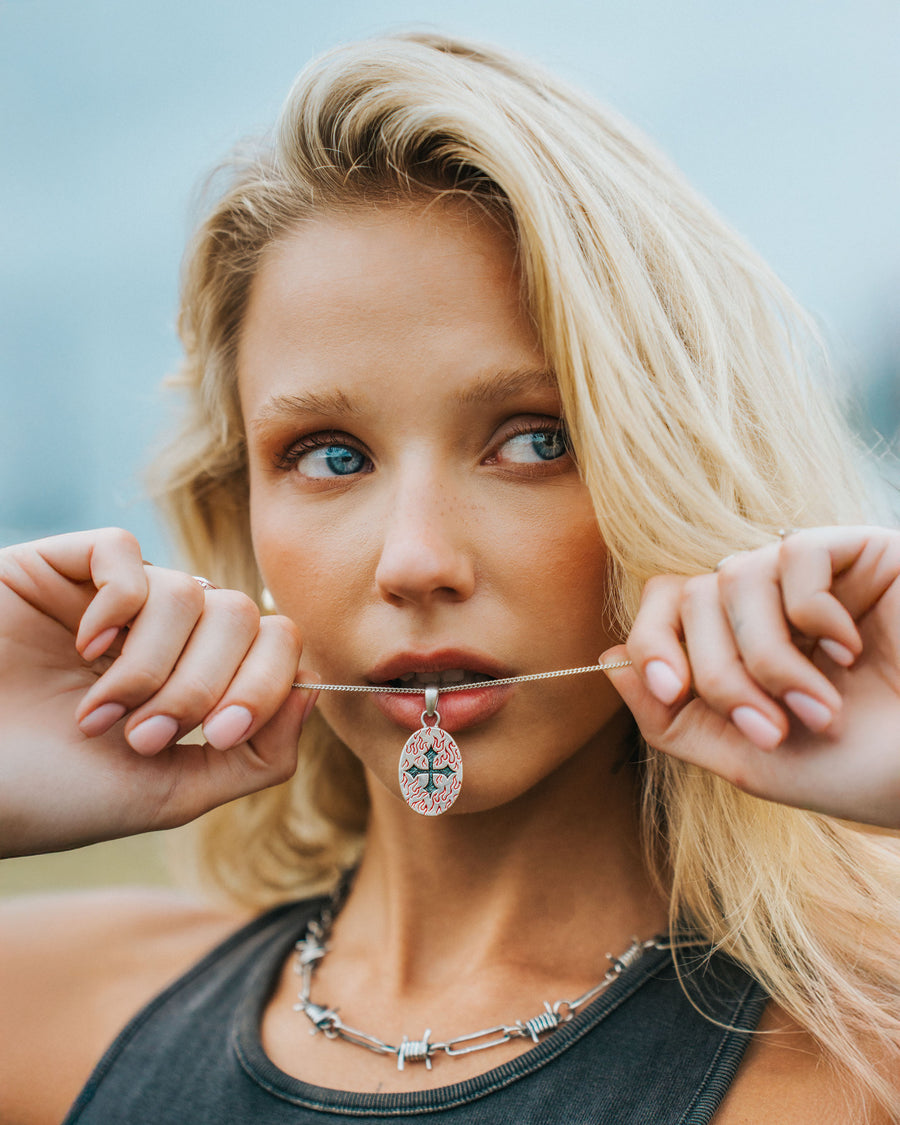 CROSS FIRE PENDANT IN SILVER