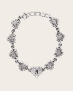Vintage Heart Chain Bracelet In Silver
