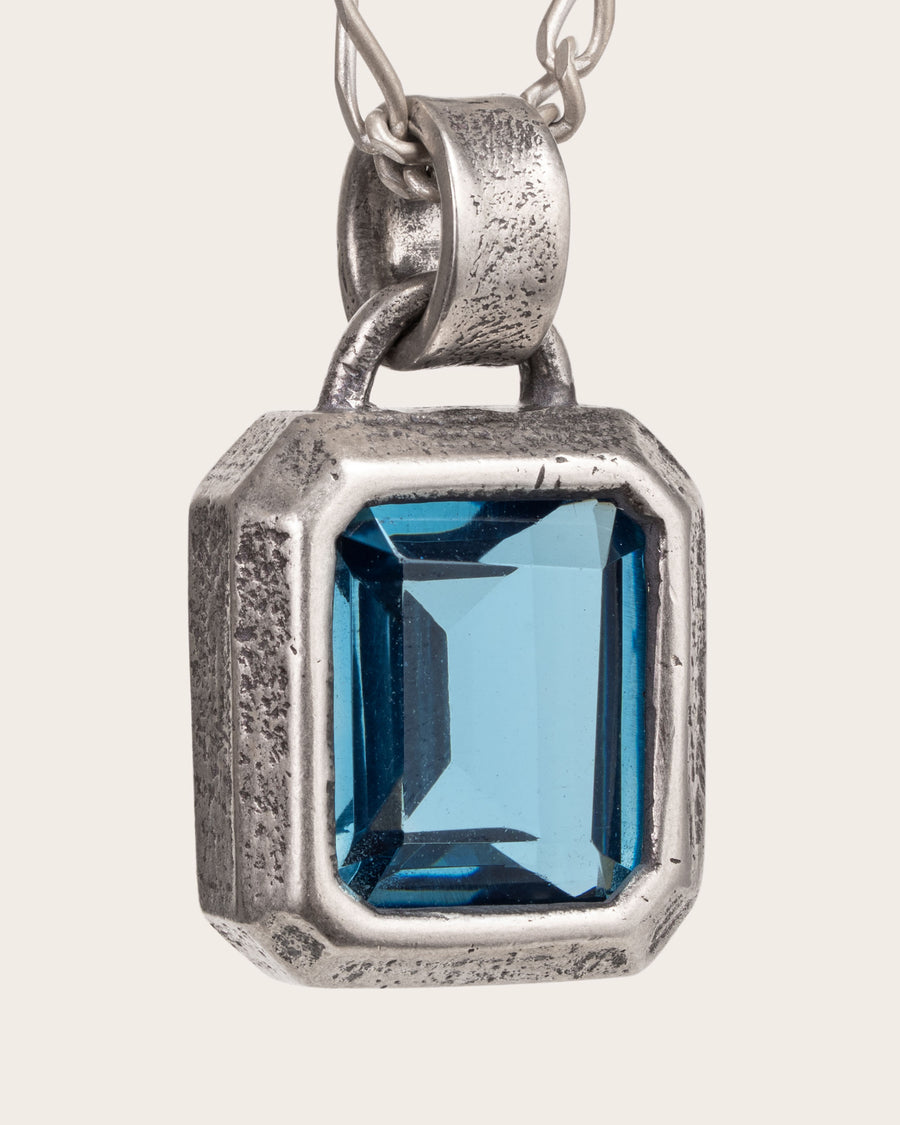 ICE BLUE GEMSTONE PENDANT IN SILVER