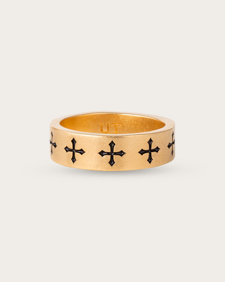 CROSS BAND RING IN GOLD