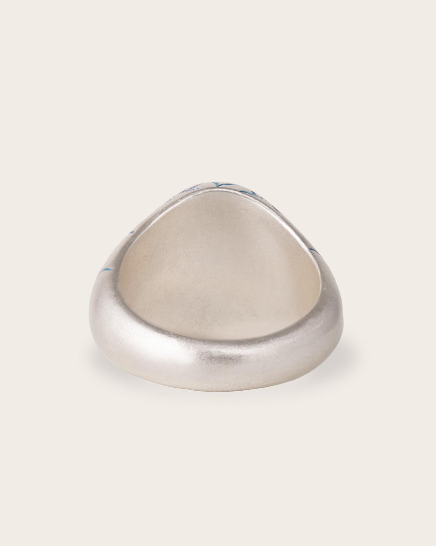 PINK HEART SIGNET RING IN SILVER