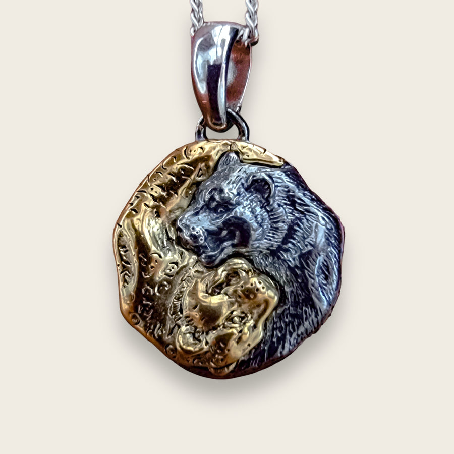 Black Agate Tiger Pendant Necklace with Black Enamel in 18kt Gold Over  Sterling. 18