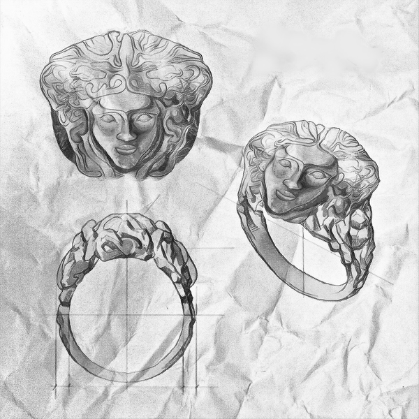 MEDUSA RING IN SILVER