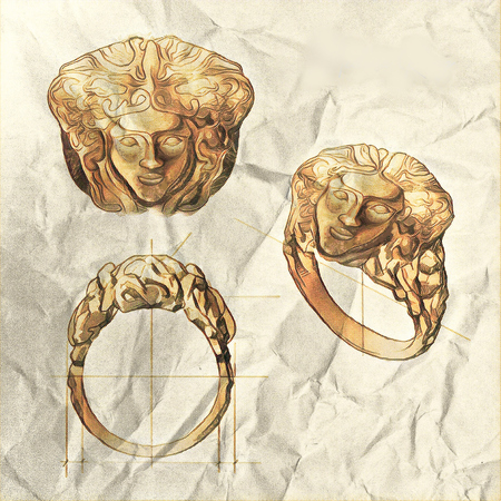 MEDUSA RING IN GOLD